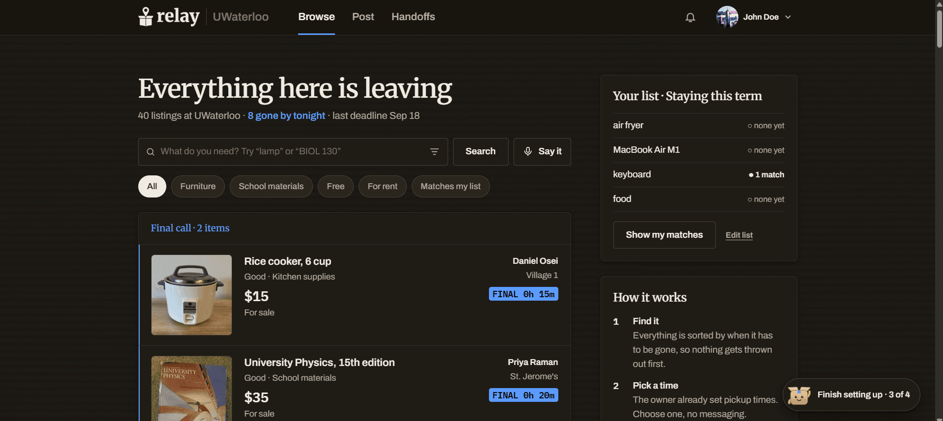 Browse listings