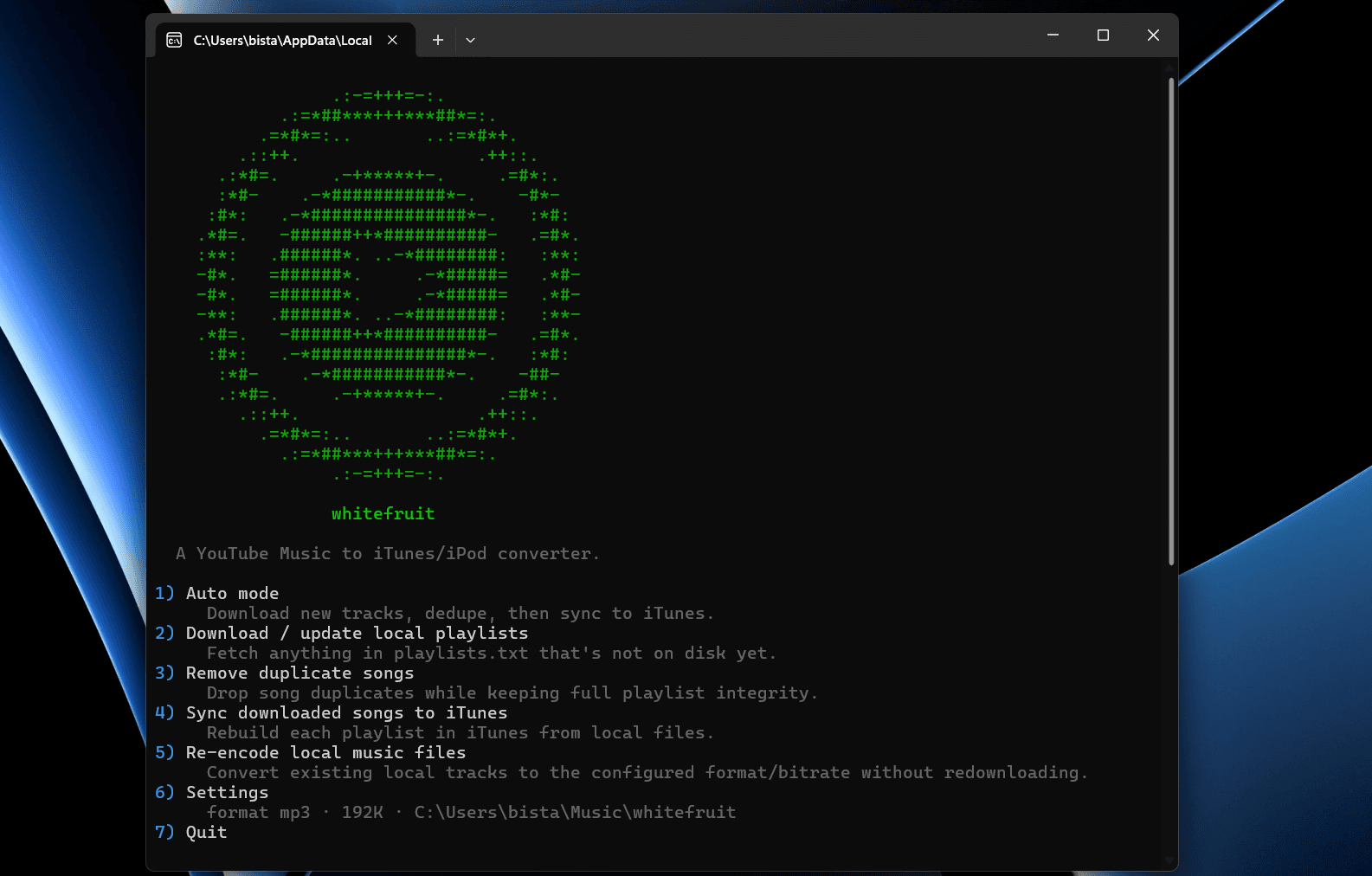 The main menu
