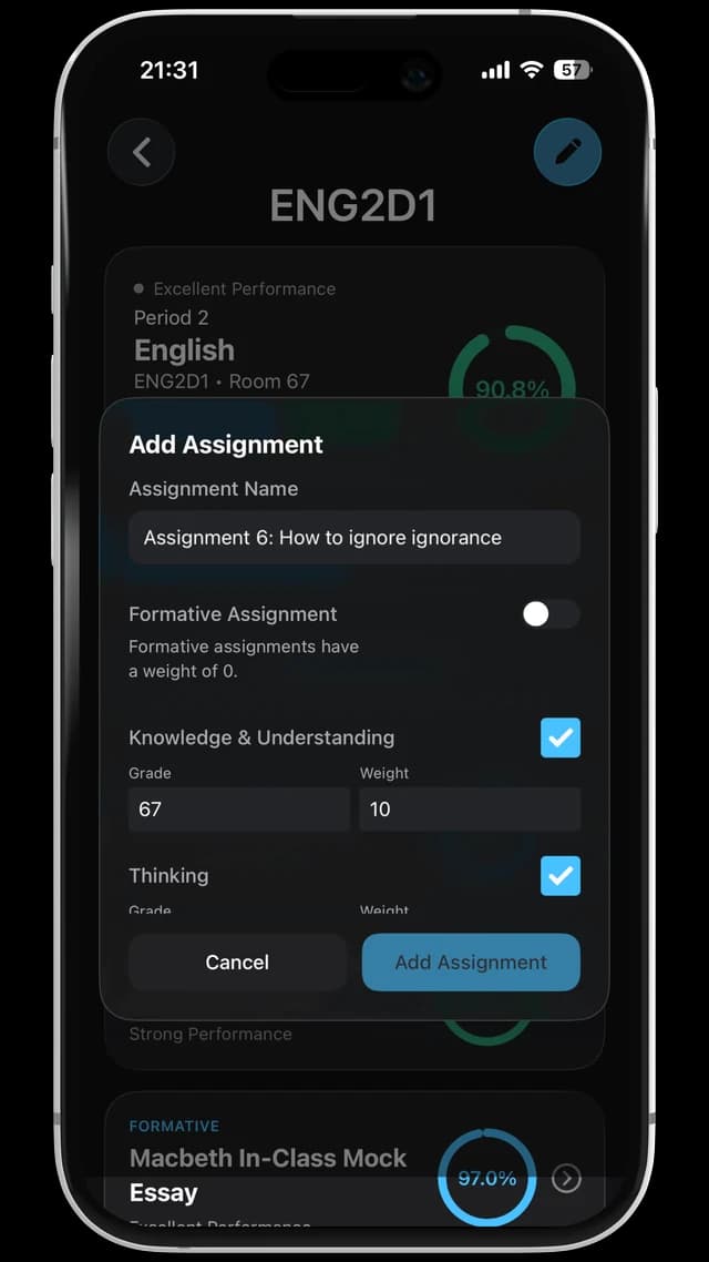 Create, edit, and delete assignments.